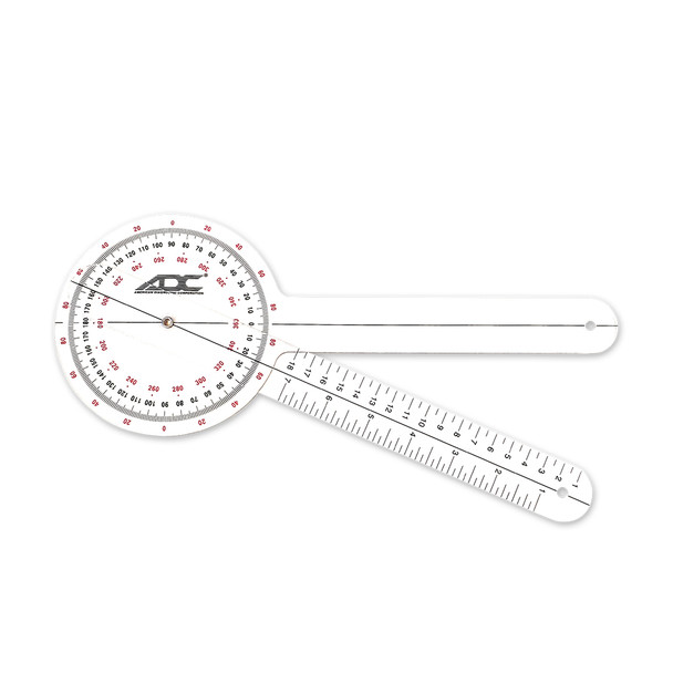ADC Multi-Use Goniometer 12 Inch with 360 Degree Head, Three Calibrated Scales in Inches and Centimeters