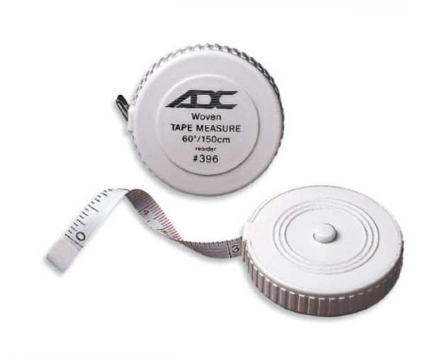 ADC Woven Tape Measure in Compact Container with Push-Button Rewind, Measures 60 Inches and 150 Centimeters