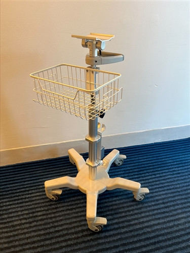Schiller Sunken Base Rolling Stand with Basket for Patient Monitors, Mobile Monitor Stand Without Rubber Case