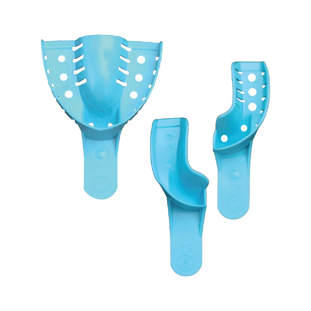 Pac-Dent Opti-Tray Disposable Trays, Rigid Light Blue Plastic, Perforated and Non-Perforated, 12 per Pack