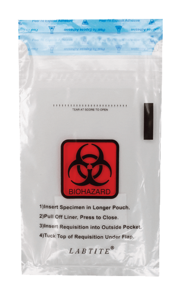 LabTite Biohazard Specimen Bag – 3-Wall Transport with Absorbent Pad, Adhesive Seal & Document Pocket
