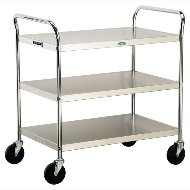 Lakeside Stainless Steel Utility Cart with 21 x 33 in Shelves, 36 x 23 x 37 in Overall, 500 Lb Capacity