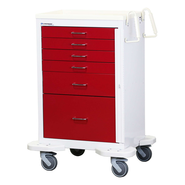 Lakeside Classic Emergency Cart with Six Drawers with Breakaway Lock, 46-1/4 in H x 25 in D x 32 in W Overall