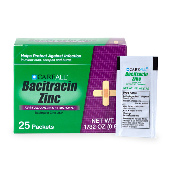 New World Imports CareAll 0.9 g Bacitracin Zinc Ointment Packet (25 per box), Patient Care and Hygiene Kits