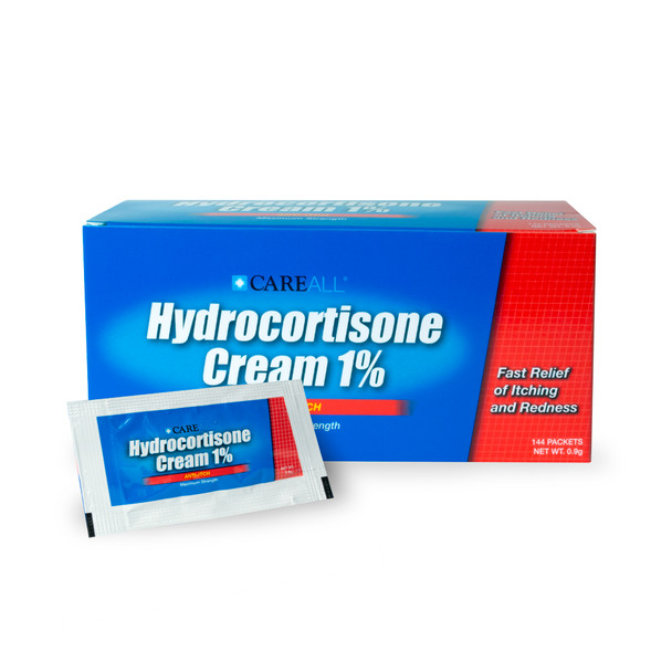 New World Imports CareAll 0.9g Hydrocortisone Cream, 1% Packet (144 per box), Patient Care and Hygiene Kits