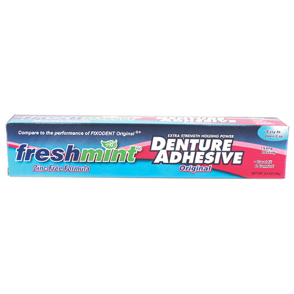 New World Imports Freshmint 2.4 oz. Denture Adhesive, 12 boxes of 6 tubes (72 tubes), Case Pack