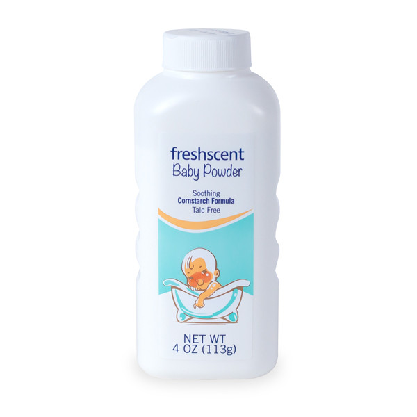 New World Imports Freshscent 4 oz. Cornstarch Baby Powder (Talc Free), 48 bottles/case, Case Pack
