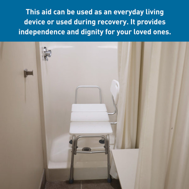 BodyMed Aluminum Transfer Bench – Rustproof Frame, Adjustable Height, 300 lb Capacity