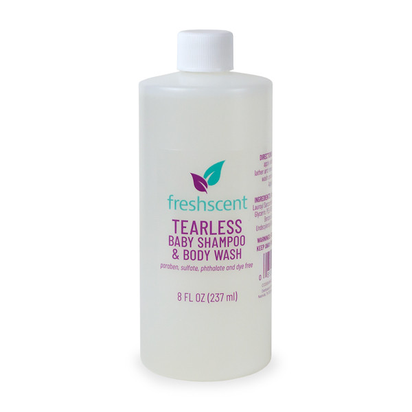 New World Imports Freshscent 8 oz. Tearless Baby Shampoo & Body Wash, 36 bottles/case, Case Pack