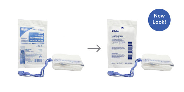 Dukal Sterile X-Ray Detectable Laparotomy Sponges, 4" x 18", 5/Pack, 20 PK/CS, Prewashed, Softpack