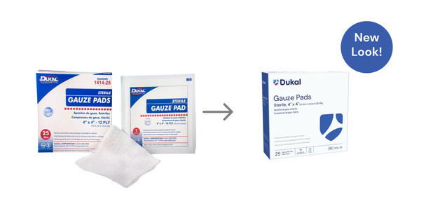 Dukal Sterile Gauze Pads, 12-Ply, 4" x 4", 1/Pack, 25 PK/BX, 24 BX/CS, 600 per Case, for Gauzes