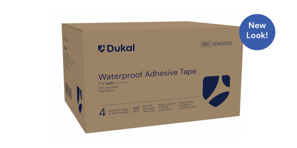 Dukal Waterproof Tape, 1" x 5 yds, Non-Sterile, 1/Pack, 12 PK/BX, 4 BX/CS, 48 rl/cs, 48 per Case