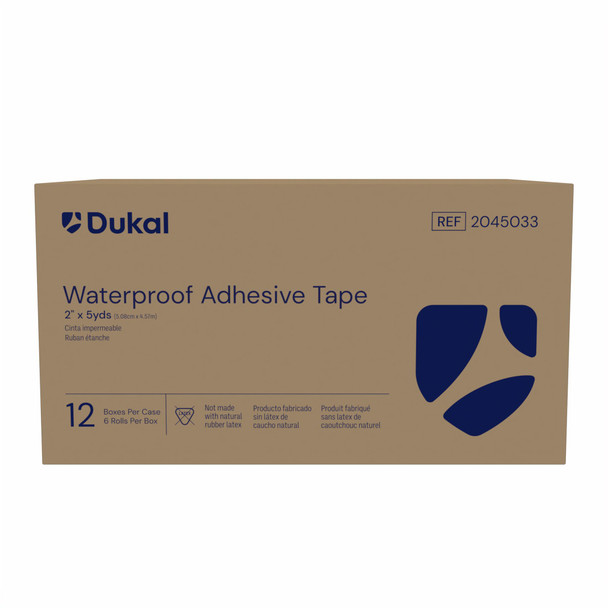 Dukal Waterproof Tape, 2" x 5 yds, Non-Sterile, 1/Pack, 6 PK/BX, 12 BX/CS, 72 rl/cs, 72 per Case