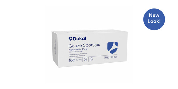 Dukal Gauze Sponges, 12-Ply, 2" x 2", Non-Sterile, 100/Bag, 80 BG/CS, 8000 per Case, for Gauzes