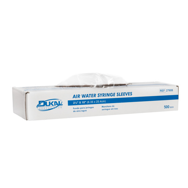 Dukal Air-Water Syringe Sleeves, 2-1/2" x 10", Clear, Non-Sterile, 500/Box, 36 BX/CS, 2½" x 10"