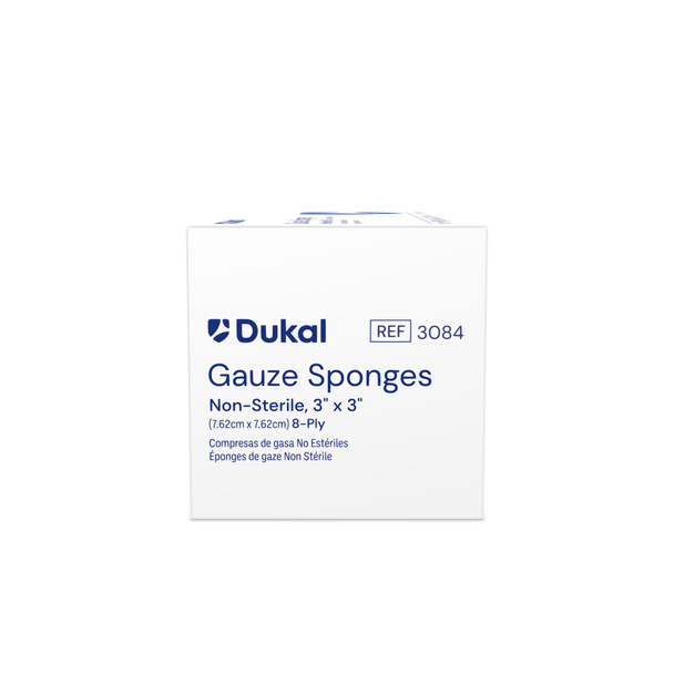 Dukal Gauze Sponges, 8-Ply, 3" x 3", Non-Sterile, 200/Bag, 20 BG/CS, 4000 per Case, for Gauzes