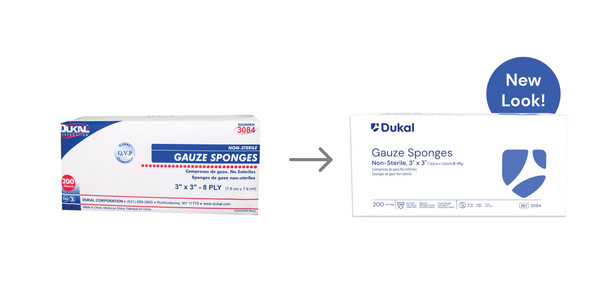 Dukal Gauze Sponges, 8-Ply, 3" x 3", Non-Sterile, 200/Bag, 20 BG/CS, 4000 per Case, for Gauzes
