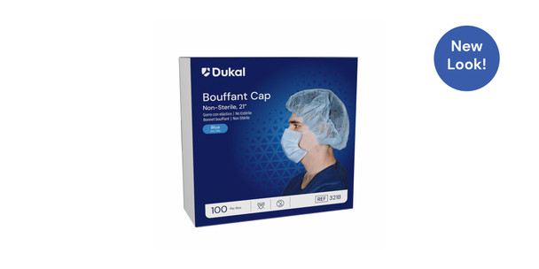 Dukal Bouffant Cap, 21", Blue, Non-Sterile, 100/Box, 5 BX/CS, 500 per Case, for Head Covers & Caps