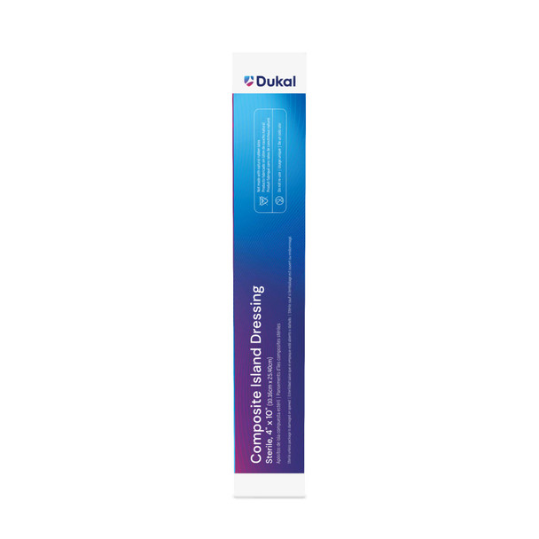 Dukal Sterile Composite Island Dressing, 4" x 10", 1/Pack, 25 PK/BX, 4 BX/CS, 100 per Case