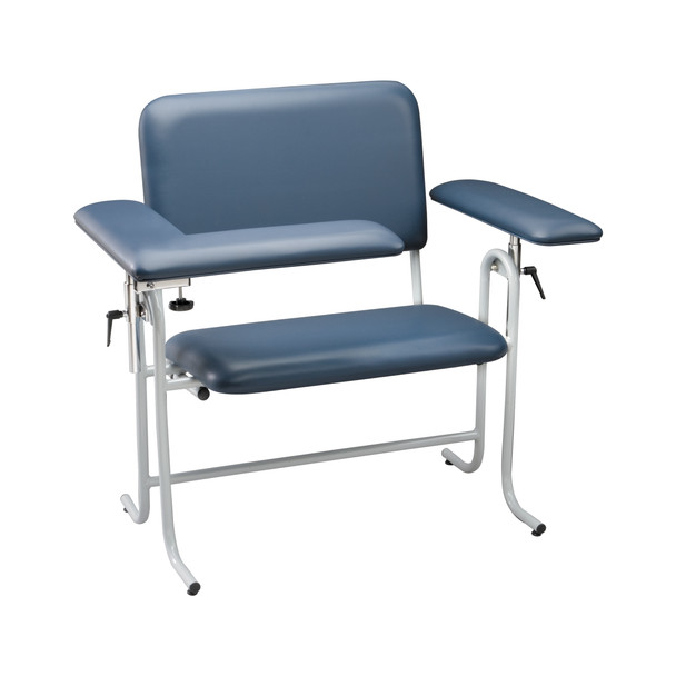 Dukal Blood Draw Chair, Bariatric, Upholstered, with Flip Arm, Blue, Non-Sterile, 1/Each, Wide