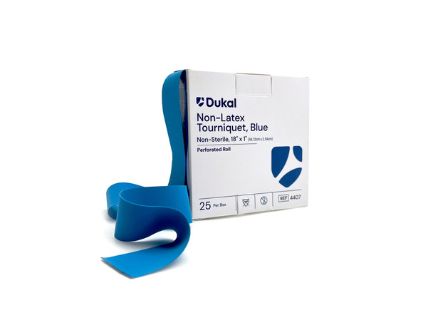 Dukal Tourniquet, Perforated Roll, 18" x 1", Blue, Non-Sterile, 25/RoLL, 1ROLL/BX, 20BX/CS