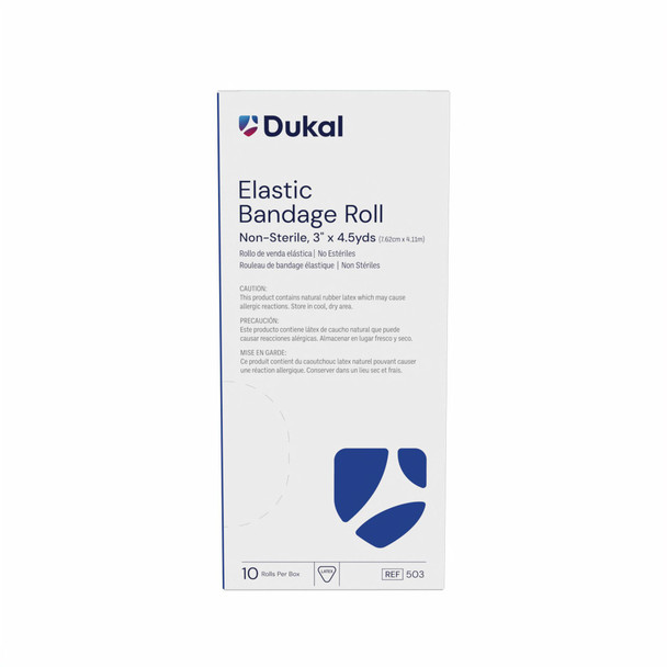 Dukal Latex Elastic Bandage Roll, 3" x 4.5 yds, Non-Sterile, 10/Box, 5 BX/CS, 3" x 4.5yd, 50 per Case