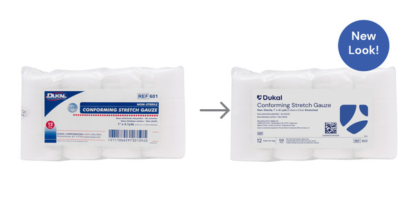 Dukal Conforming Stretch Gauze, 1" x 4.1 yds, Non-Sterile, 12/Bag, 8 BG/CS, 1" x 4.1yds, 12 rl/bg
