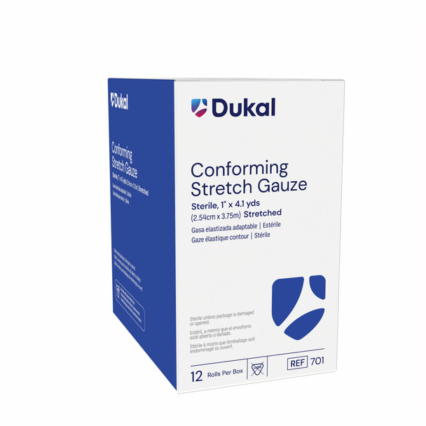 Dukal Sterile Conforming Stretch Gauze, 1" x 4.1 yds, 1/Pack, 12 PK/BX, 8 BX/CS, 96 per Case
