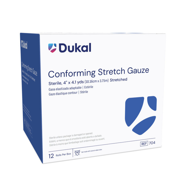 Dukal Sterile Conforming Stretch Gauze, 4" x 4.1 yds, 1/Pack, 12 PK/BX, 8 BX/CS, 96 per Case