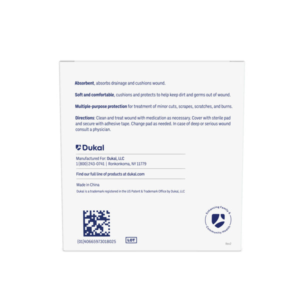 Dukal Sterile Non-Woven Gauze Pads, 4-Ply, 3" x 3", 1/Pack, 25 PK/BX, 36 BX/CS, 900 per Case