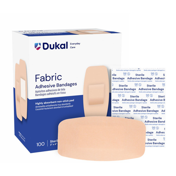 Dukal Sterile Fabric Patch Adhesive Bandages, 2" x 4", 100/Box, 24 BX/CS, X-Large, 2400 per Case