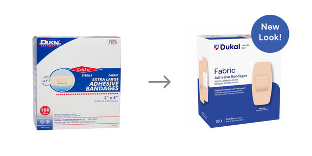 Dukal Sterile Fabric Patch Adhesive Bandages, 2" x 4", 100/Box, 24 BX/CS, X-Large, 2400 per Case