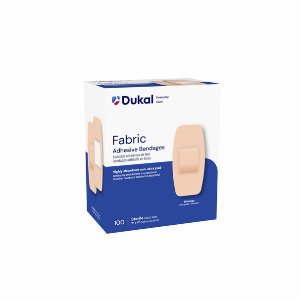 Dukal Sterile Fabric Patch Adhesive Bandages, 2" x 4", 100/Box, 24 BX/CS, X-Large, 2400 per Case