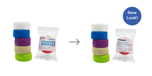 Dukal Latex Cohesive Bandages, 1" x 5 yds, Assorted, Non-Sterile, 1/Pack, 30 PK/BX, Assorted Colors