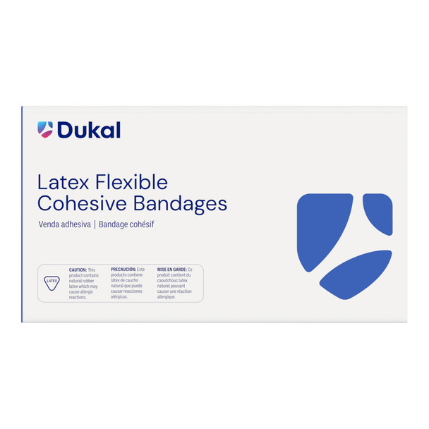 Dukal Latex Cohesive Bandages, 1.5" x 5 yds, Tan, Non-Sterile, 1/Pack, 48 PK/BX, 1½", 5 yds/rl