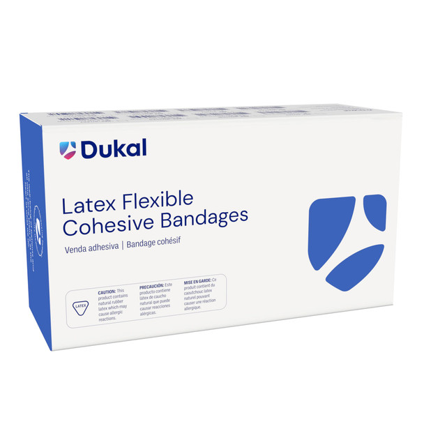 Dukal Latex Cohesive Bandages, 1.5" x 5 yds, Tan, Non-Sterile, 1/Pack, 48 PK/BX, 1½", 5 yds/rl
