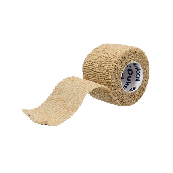 Dukal Latex Cohesive Bandages, 1.5" x 5 yds, Tan, Non-Sterile, 1/Pack, 48 PK/BX, 1½", 5 yds/rl