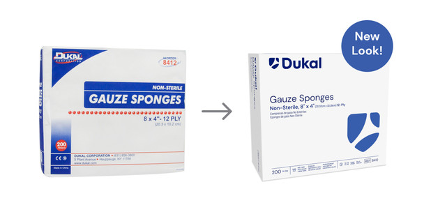 Dukal Gauze Sponges, 12-Ply, 8" x 4", Non-Sterile, 200/Bag, 10 BG/CS, 2000 per Case, for Gauzes