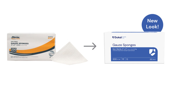 Dukal Everyday Care Gauze Sponges, 8-Ply, 3" x 3", Non-Sterile, 200/Bag, 20 BG/CS, 4000 per Case