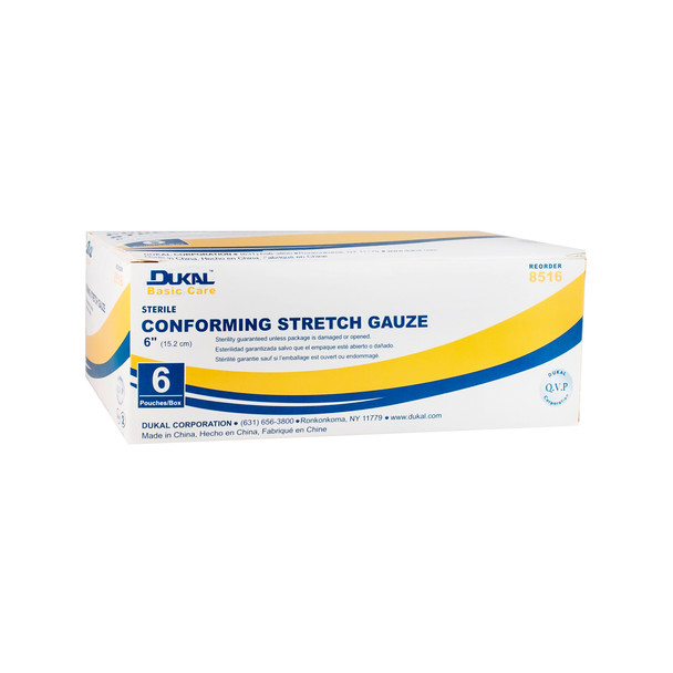 Dukal Everyday Care Sterile Conforming Stretch Gauze, 6", 1/Pack, 6 PK/BX, 8 BX/CS, 6" Sterile