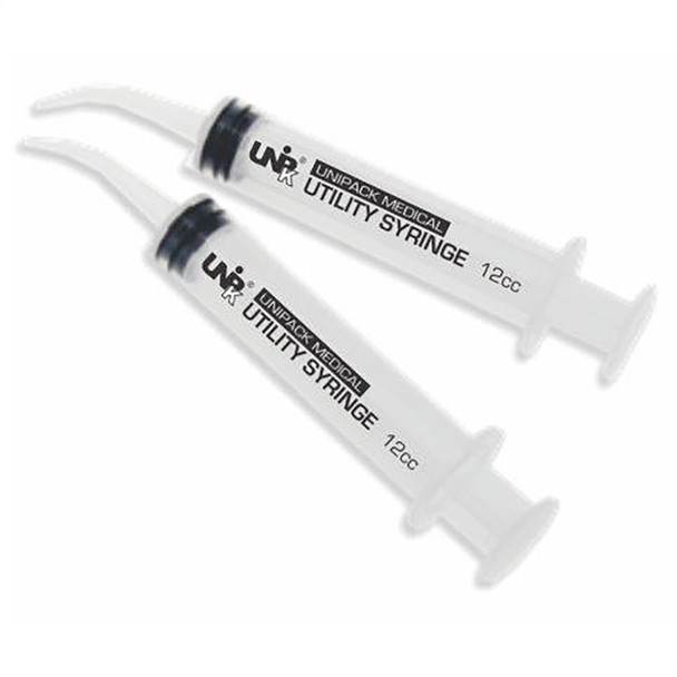 Dukal Utility Syringe, Curved, 12 cc, Non-Sterile, 50/Box, 12cc, 10 bx/cs, 500 per Case, for Dental Supplies