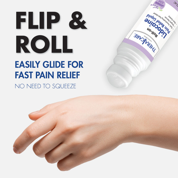 Veridian TheraCare Lidocaine Pain Relief Roll-On Lavender Scent – MAXIMUM STRENGTH RELIEF 