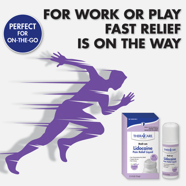 Veridian TheraCare Lidocaine Pain Relief Roll-On Lavender Scent – MAXIMUM STRENGTH RELIEF 