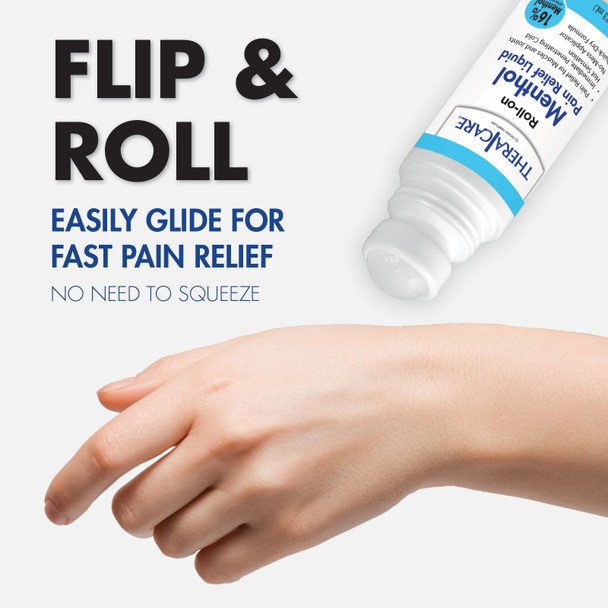 Veridian TheraCare Menthol Pain Relief Roll-On – MAXIMUM STRENGTH RELIEF , TOPICAL ANALGESIC 