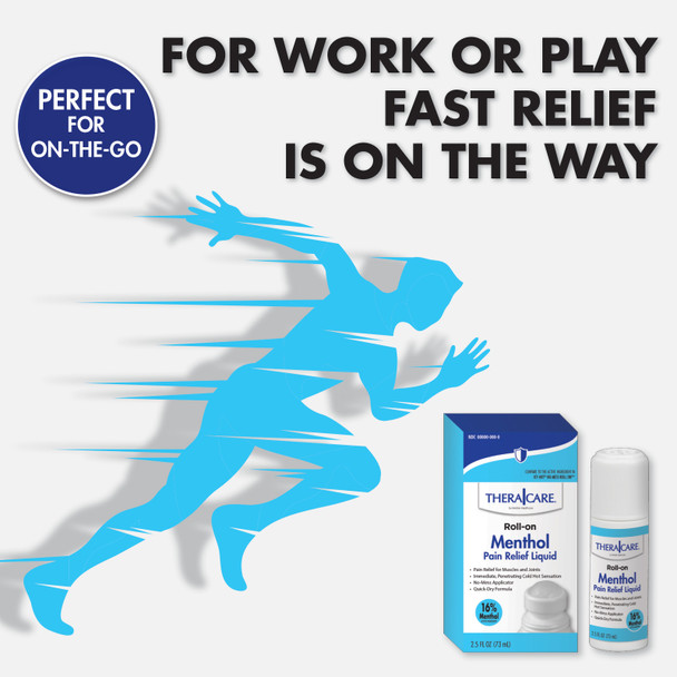 Veridian TheraCare Menthol Pain Relief Roll-On – MAXIMUM STRENGTH RELIEF , TOPICAL ANALGESIC 