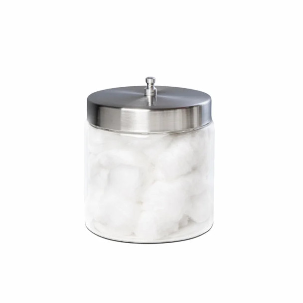 Dukal Glass Dressing Jars – Flint Glass, Stainless Steel Lid, Wide Mouth, 3" x 3" & 4" x 4" Sizes