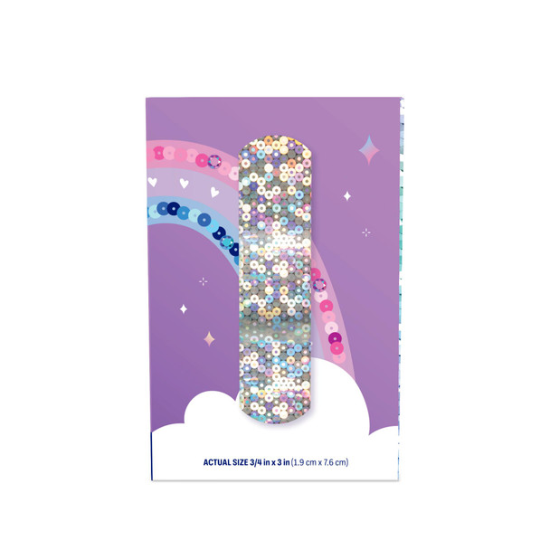 Dukal Design Series Glitter Adhesive Bandages 3/4" x 3" – Stat Strip Easy-Open, Sterile, Latex-Free, Pediatric, Family Care