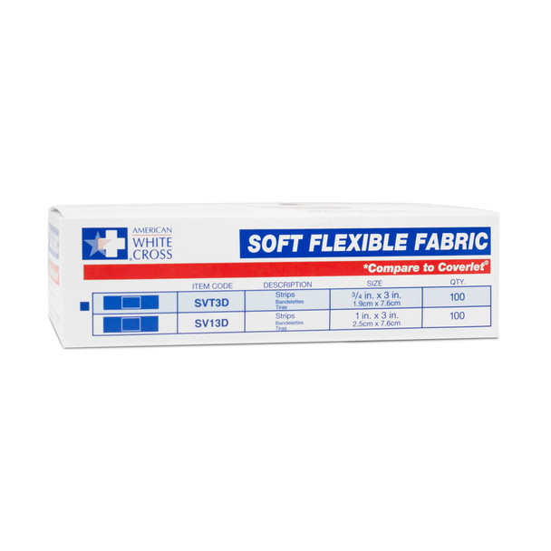 Sterile Soft Flexible Fabric Adhesive Bandages 3/4" x 3" – Non-Stick Pad, Long-Lasting Adhesive, Latex-Free, All-Purpose