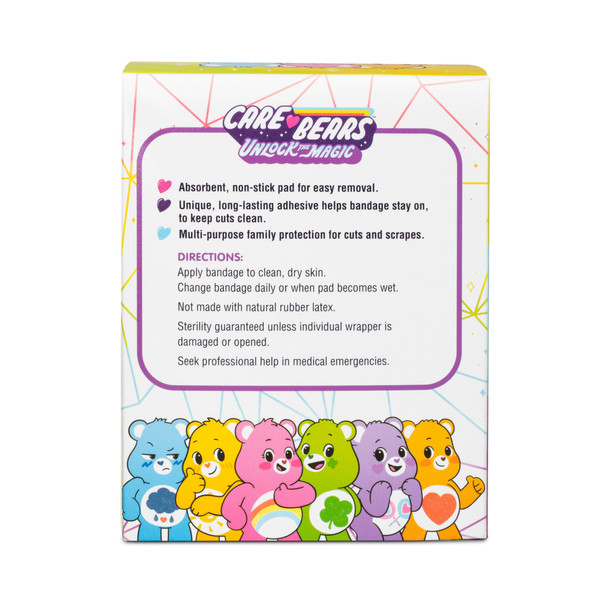 Dukal Care Bears Stat Strip Adhesive Bandages 3/4" x 3" – Sterile, Easy-Open, Latex-Free, Pediatric, Fun Wound Care