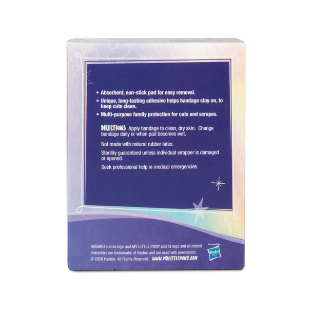 Dukal Sterile My Little Pony Stat Strip Adhesive Bandages 3/4" x 3" – Glittery, Sterile Wound Care